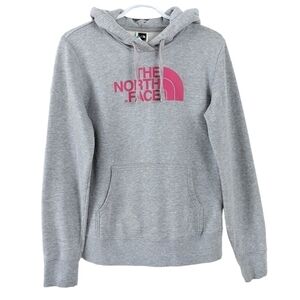 The north face grey hoodie with pink logo Small @C1